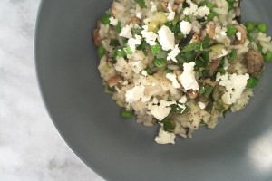 ham and pea risotta